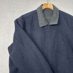 Vintage Apache Mens Wool‎ Blend Jacket Gray Collar Button Up Coat